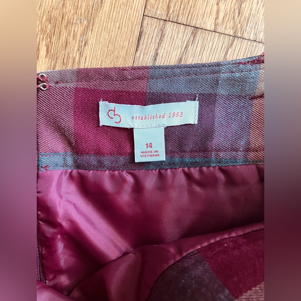 Dress Barn plaid multicolor pencil skirt fully lined hidden back zipper size 14